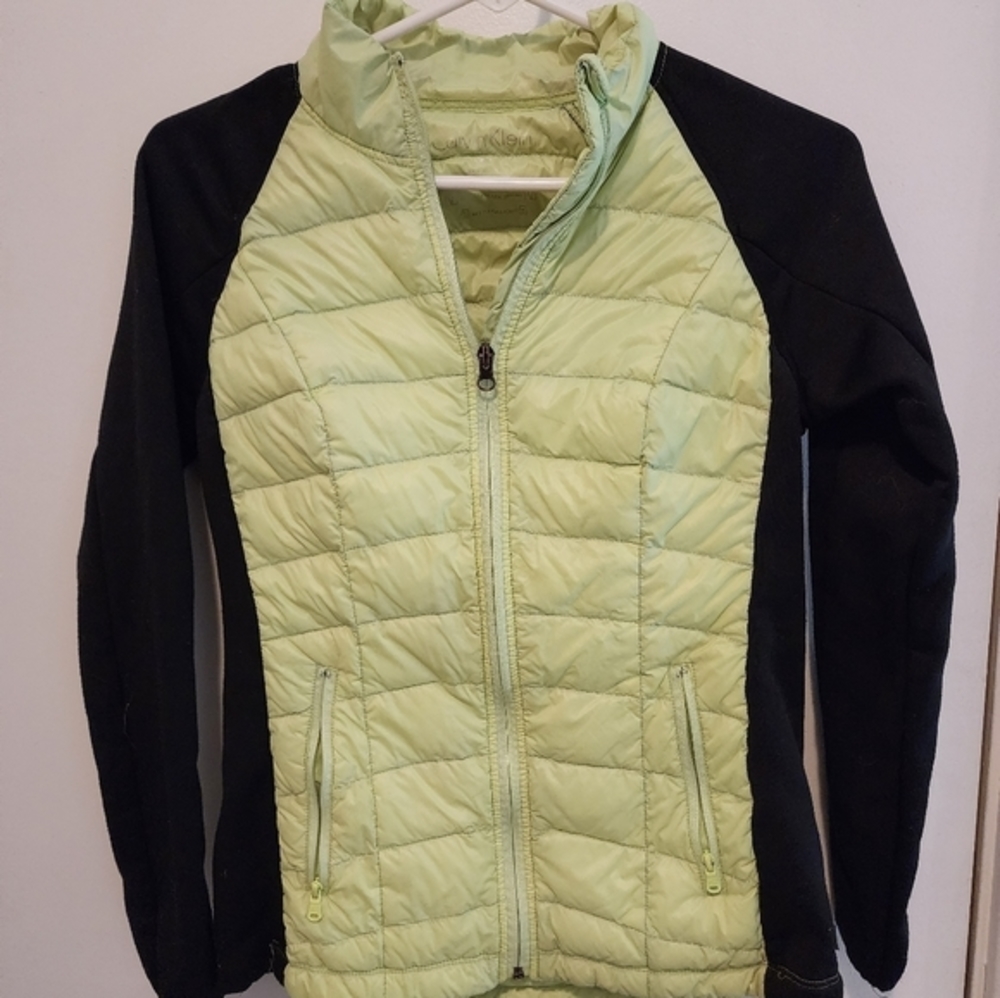 Calvin Klein Performance Jacket Womens Size Small MP3 Player Pockets Green Black